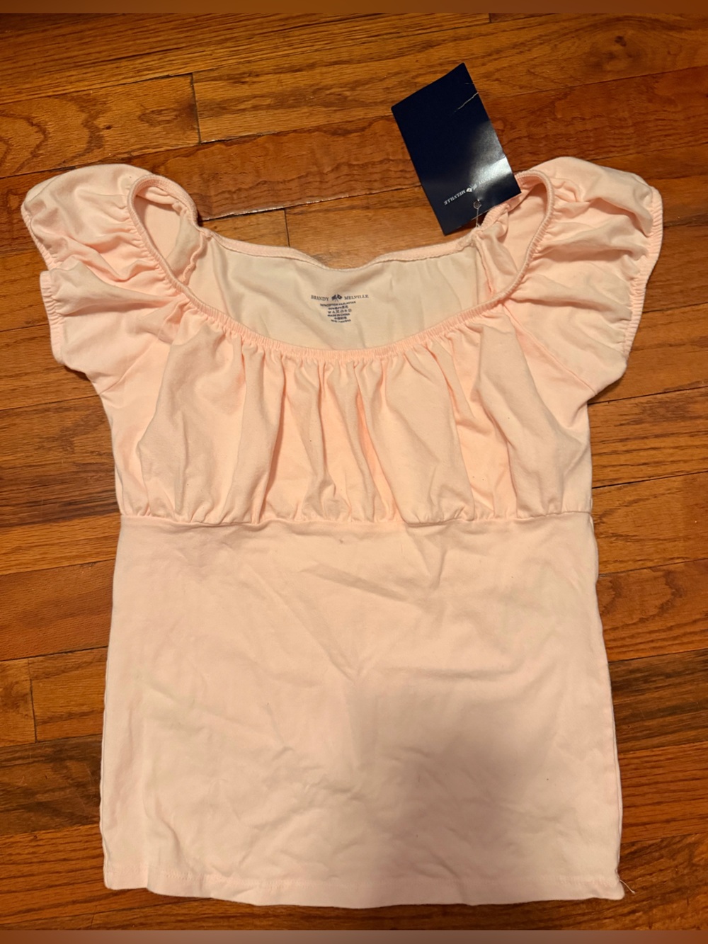 Brandy Melville Light Peach Ruffle Scoop Top
